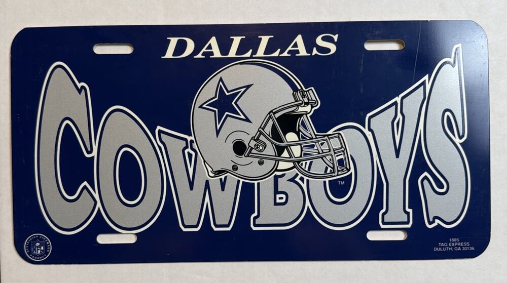 Vintage Dallas Cowboys License Plate Tag Express Duluth GA 1990s Super Bowl Era